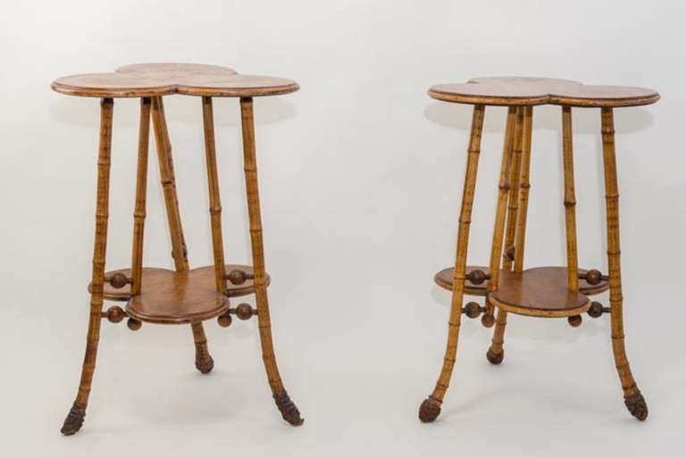 British Pair of English Bamboo Side Tables