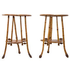 Pair of English Bamboo Side Tables