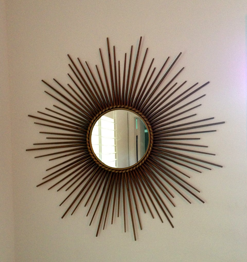 French gilt metal sunburst mirror Chaty Vallauris