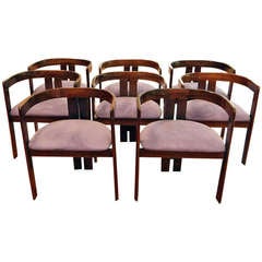 Set of Eight Rosewood Pigreco Chairs Afra and Tabia Scarpa for Gavina
