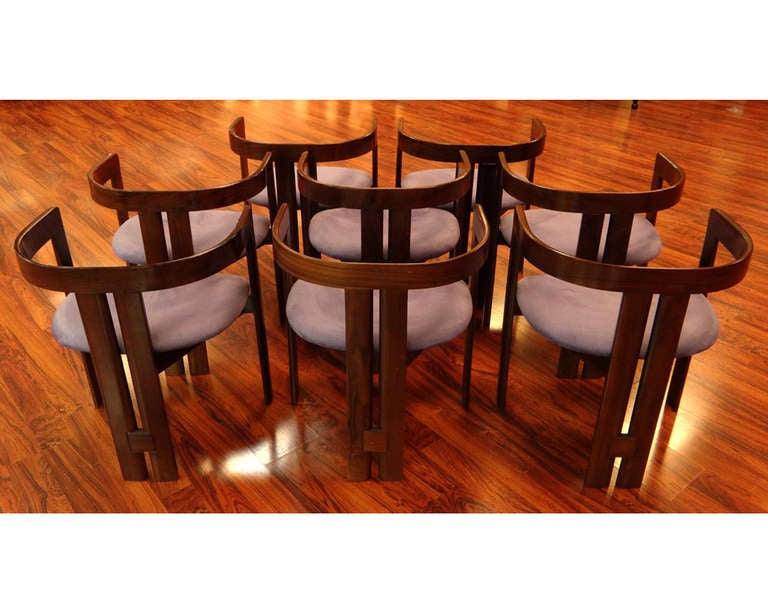 Set of Eight Rosewood Pigreco Chairs Afra and Tabia Scarpa for Gavina In Good Condition In Atlanta, GA