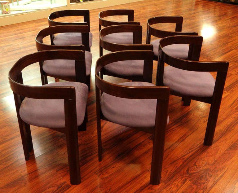 Mid-20th Century Set of Eight Rosewood Pigreco Chairs Afra and Tabia Scarpa for Gavina