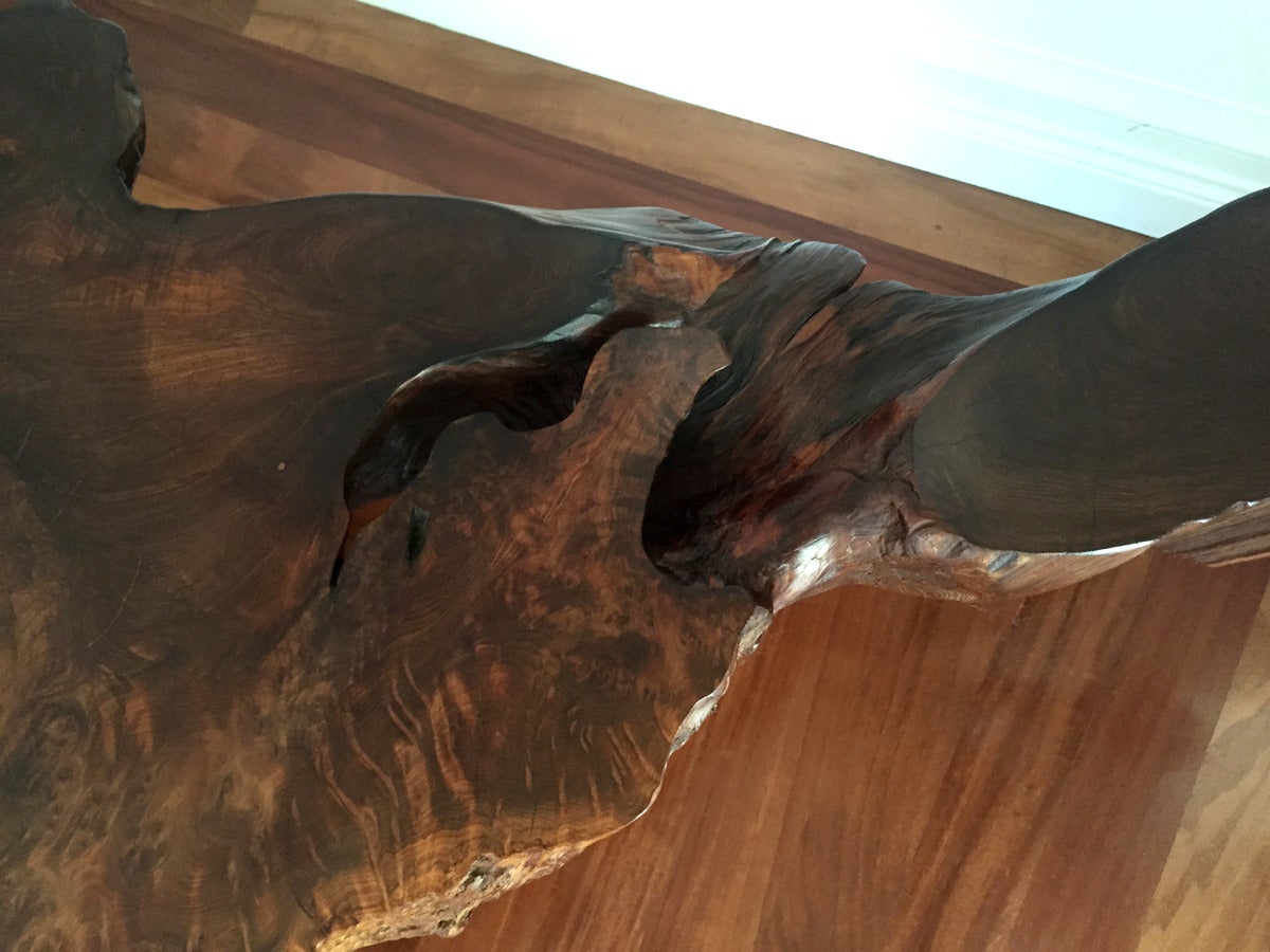 Rare and Exceptional Walnut and Redwood Root Coffee Table by Mira Nakashima In Good Condition In Atlanta, GA