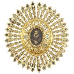 An Antique Spanish Colonial Starbust Gilt and Mirrored Frame