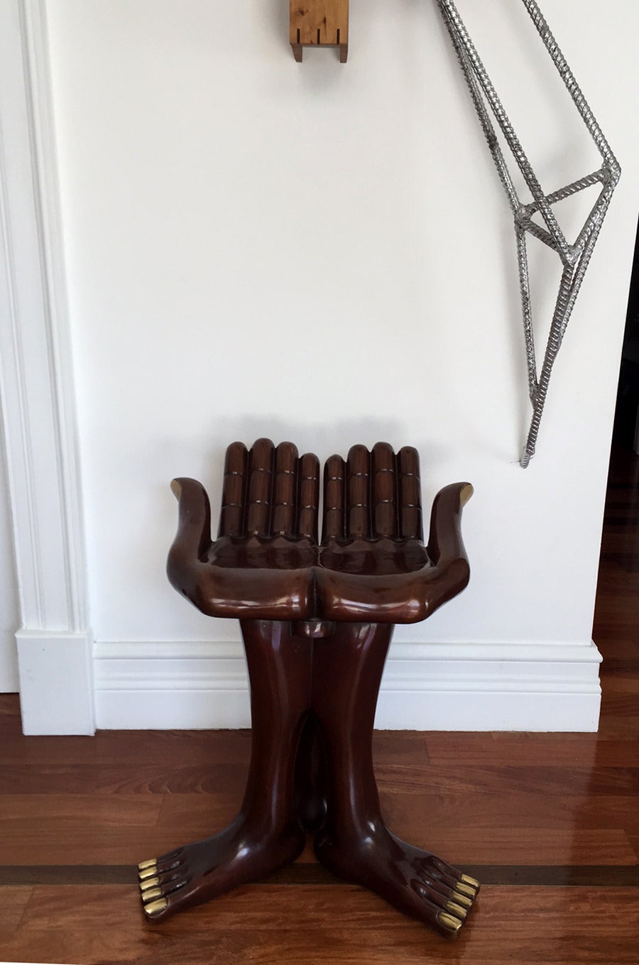 Rare Editioned Bronze Hand and Feet Chair by Pedro Friedeberg