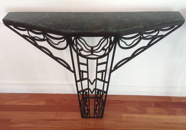 A Pair Art Deco Iron Openwork Console Tables 1