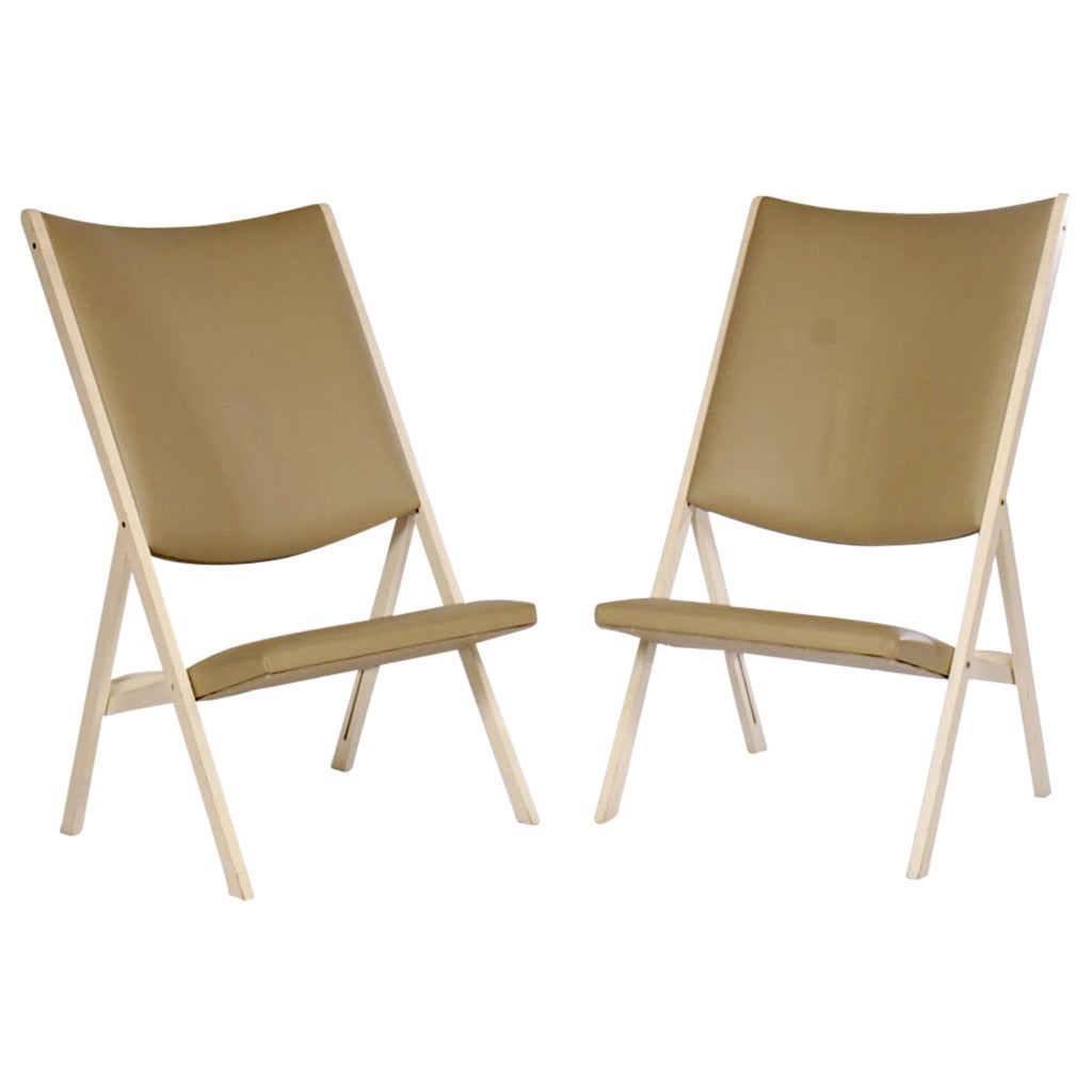 Pair of Gabriella Folding Chairs Model D.270.2 by Gio Ponti For Sale