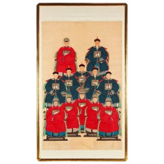 Monumental Framed Antique Chinese Ancestors Painting