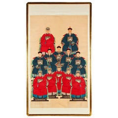 Monumental Framed Antique Chinese Ancestors Painting 1