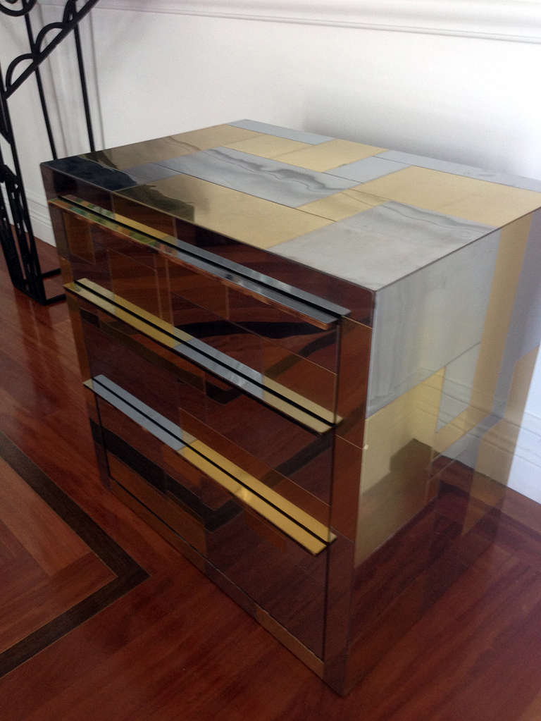Mid-Century Modern Cityscape Cabinet with Drawers by Paul Evans