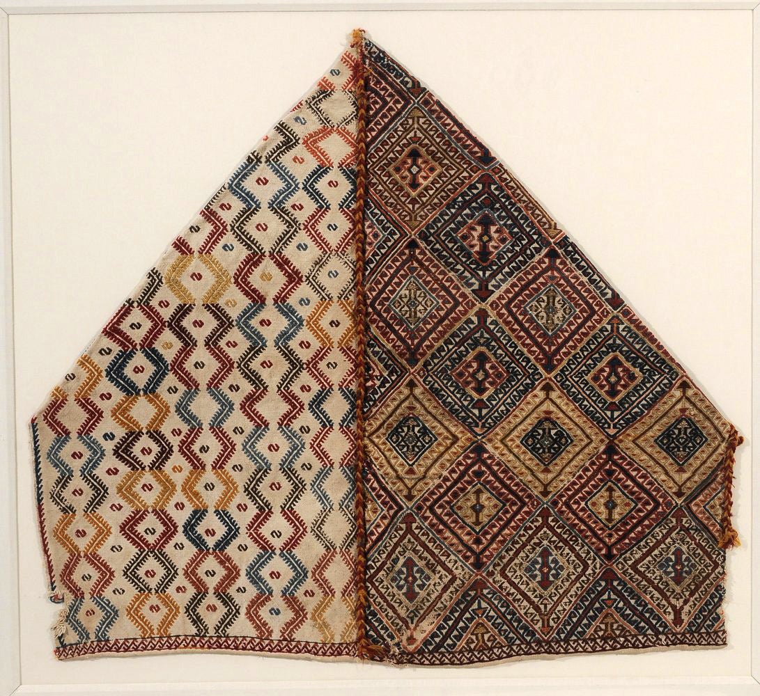 Tribal Framed Antique Woven Anatolian Woven Textile For Sale