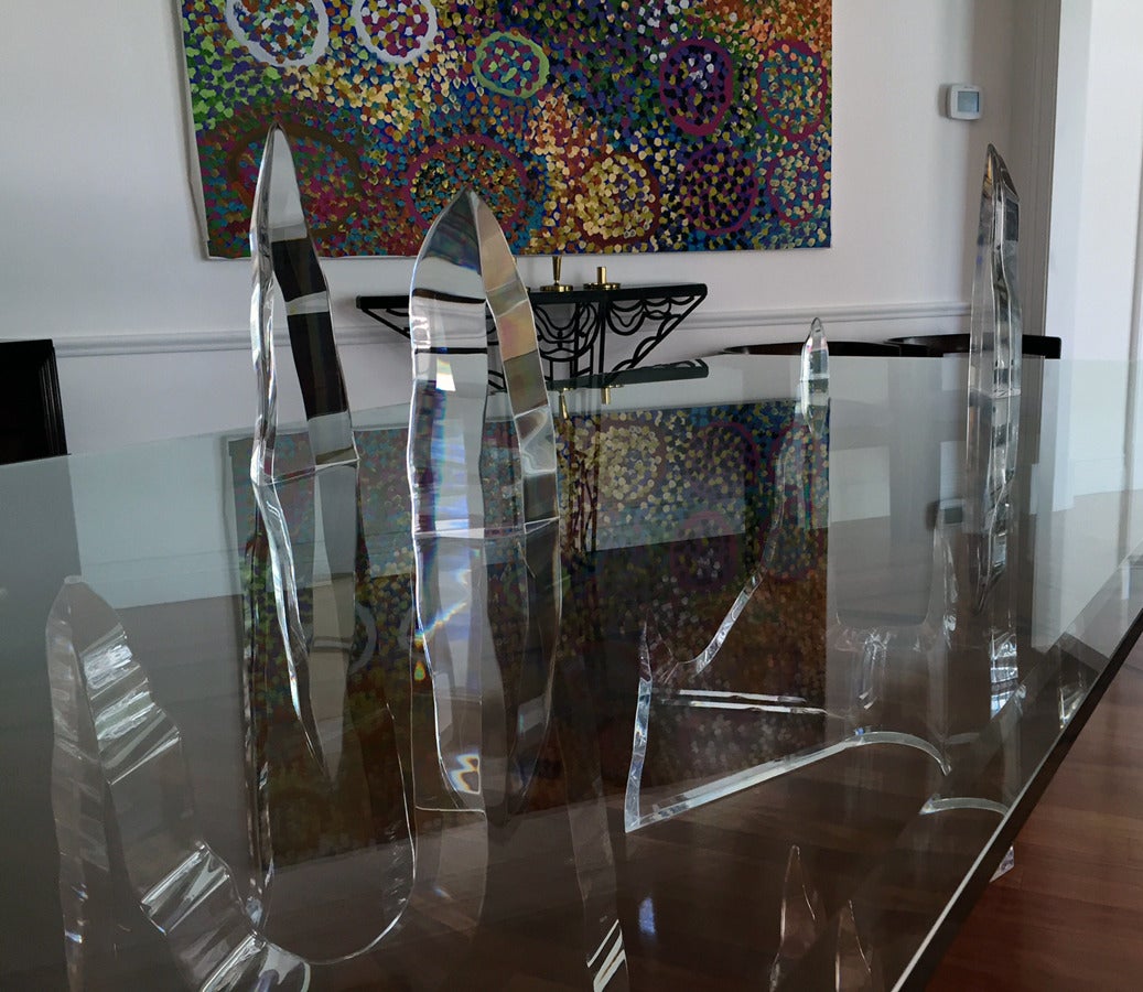 Glass Rare Sculptural Iceberg Table by Lion in Frost
