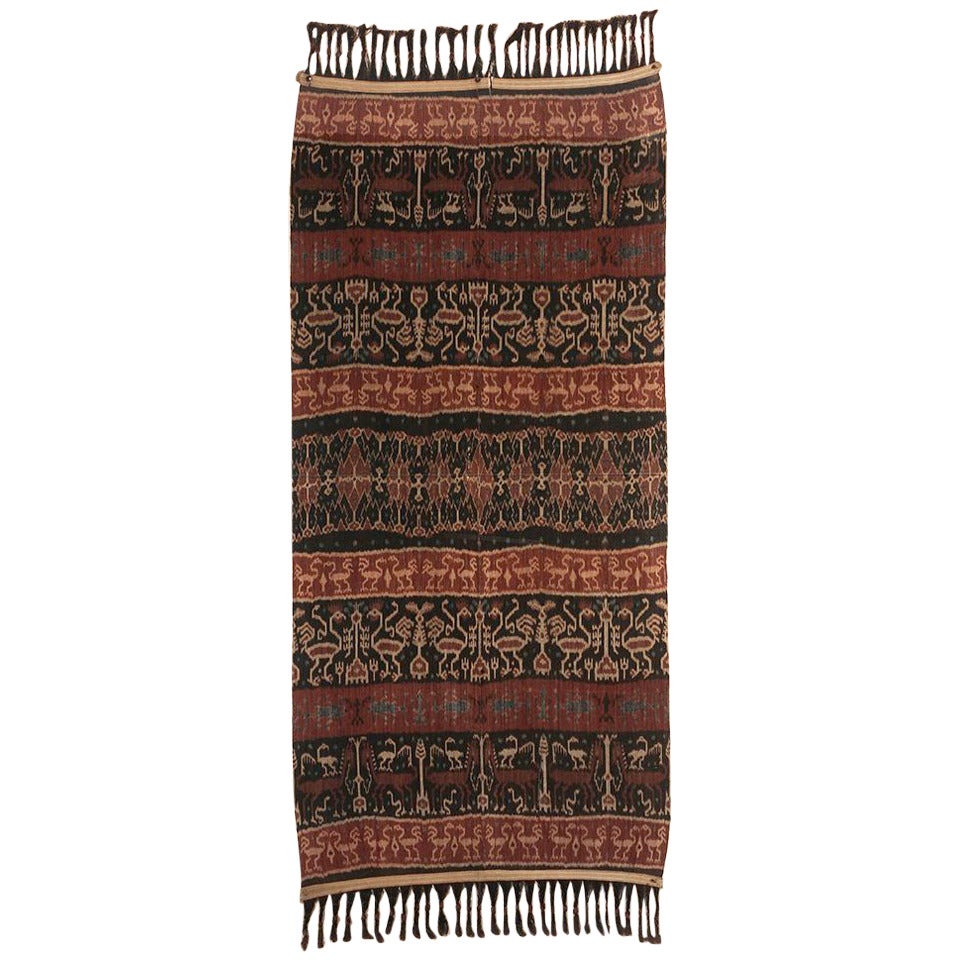 4x7 FREE SHIPPING' Antique Ikat Shawl Handwoven Indonesian Ikat Scarf Ikat textile Wall Hanging Shawl Ikat Woman Fashion Shawl 221 x 121 cm