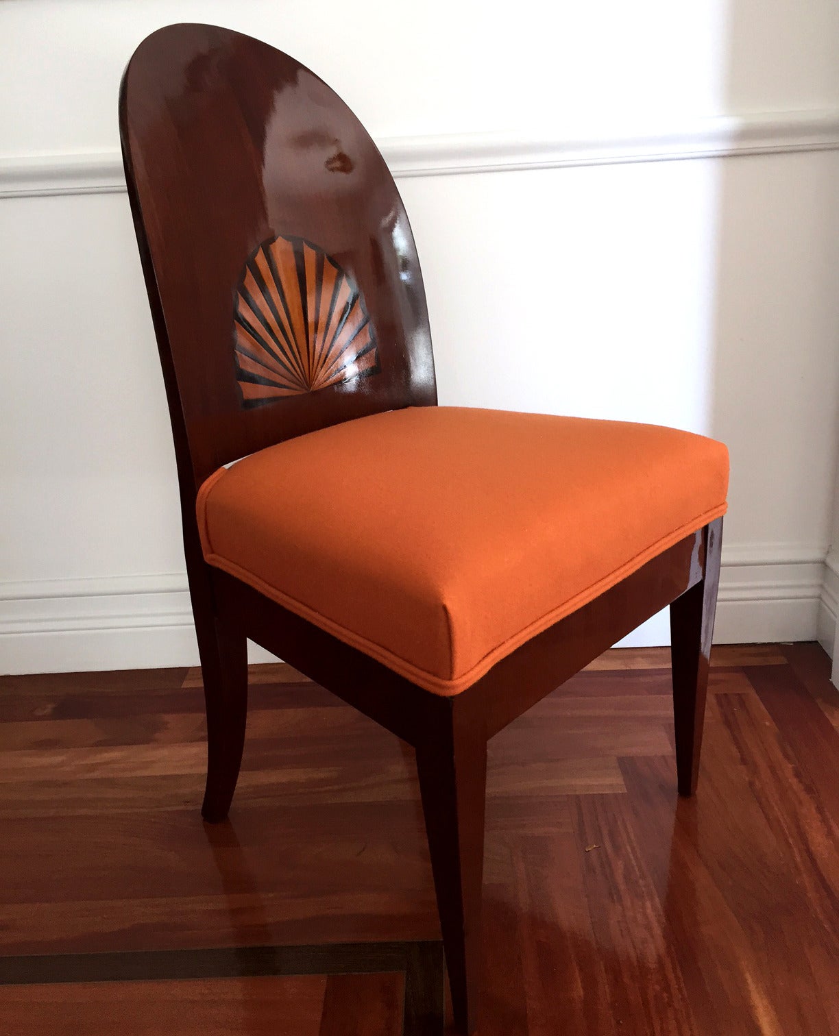 A Pair of Antique Biedermeier Side Chairs with Shell Inlay In Good Condition In Atlanta, GA