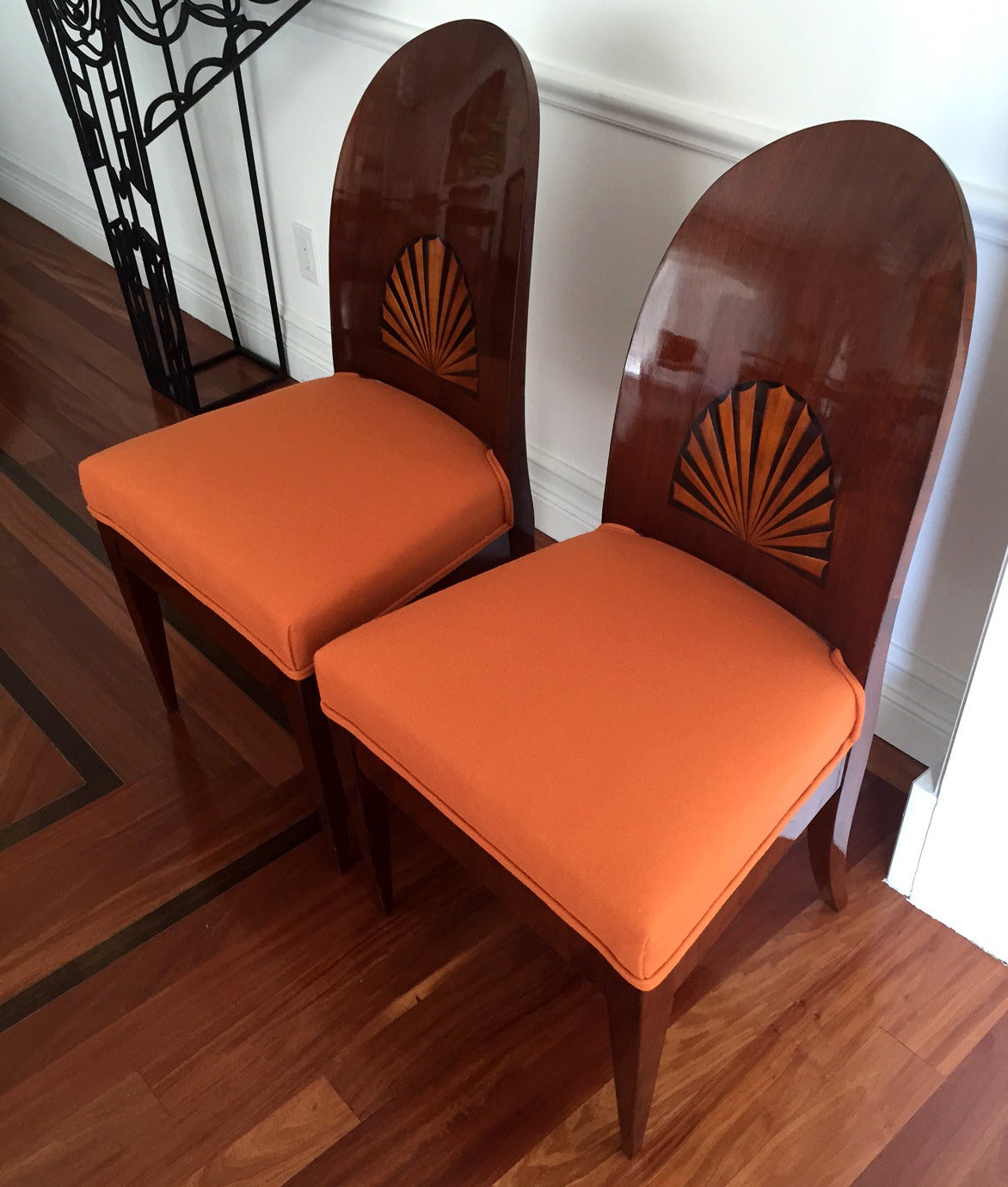 A Pair of Antique Biedermeier Side Chairs with Shell Inlay 2