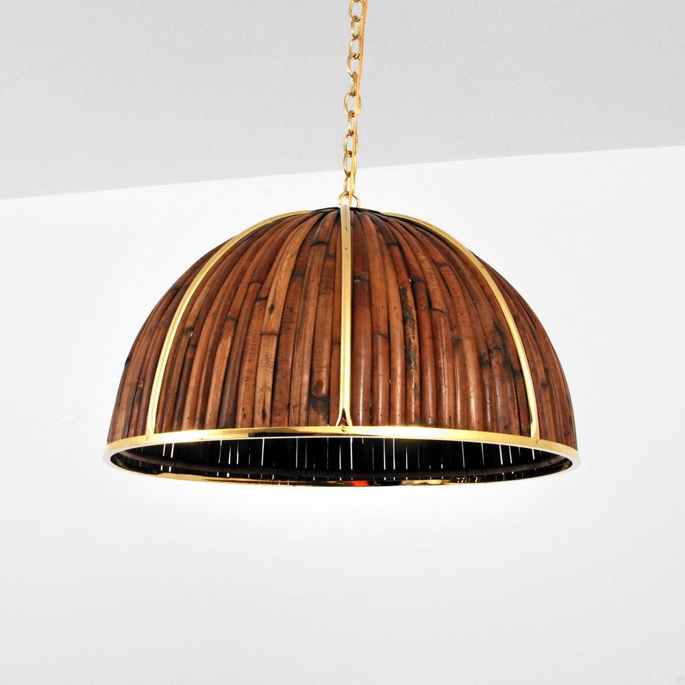 A large pedant ceiling light designed by Gabriella Crespi, circa 1970s. The impressive chandelier belongs to the 