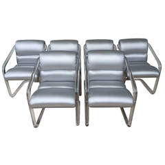 Set of Six Signed Lucite and Chrome Chairs by Lion in Frost 6