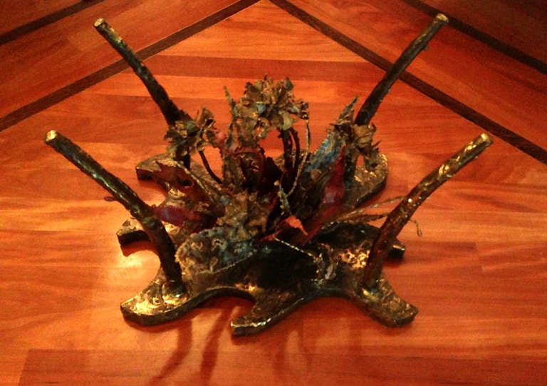 American Studio Sculptural Bronze Coffee Table Sila Seandel For Sale