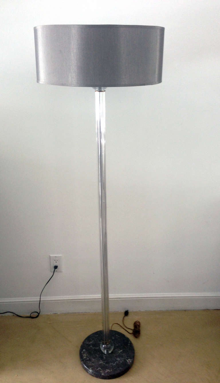 Glass Ball And Rod Floor Lamp With Marble Base Art Deco