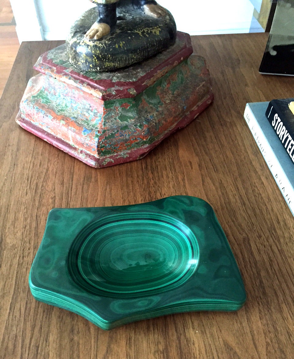 Natural Malachite Dish Bowl In Good Condition In Atlanta, GA