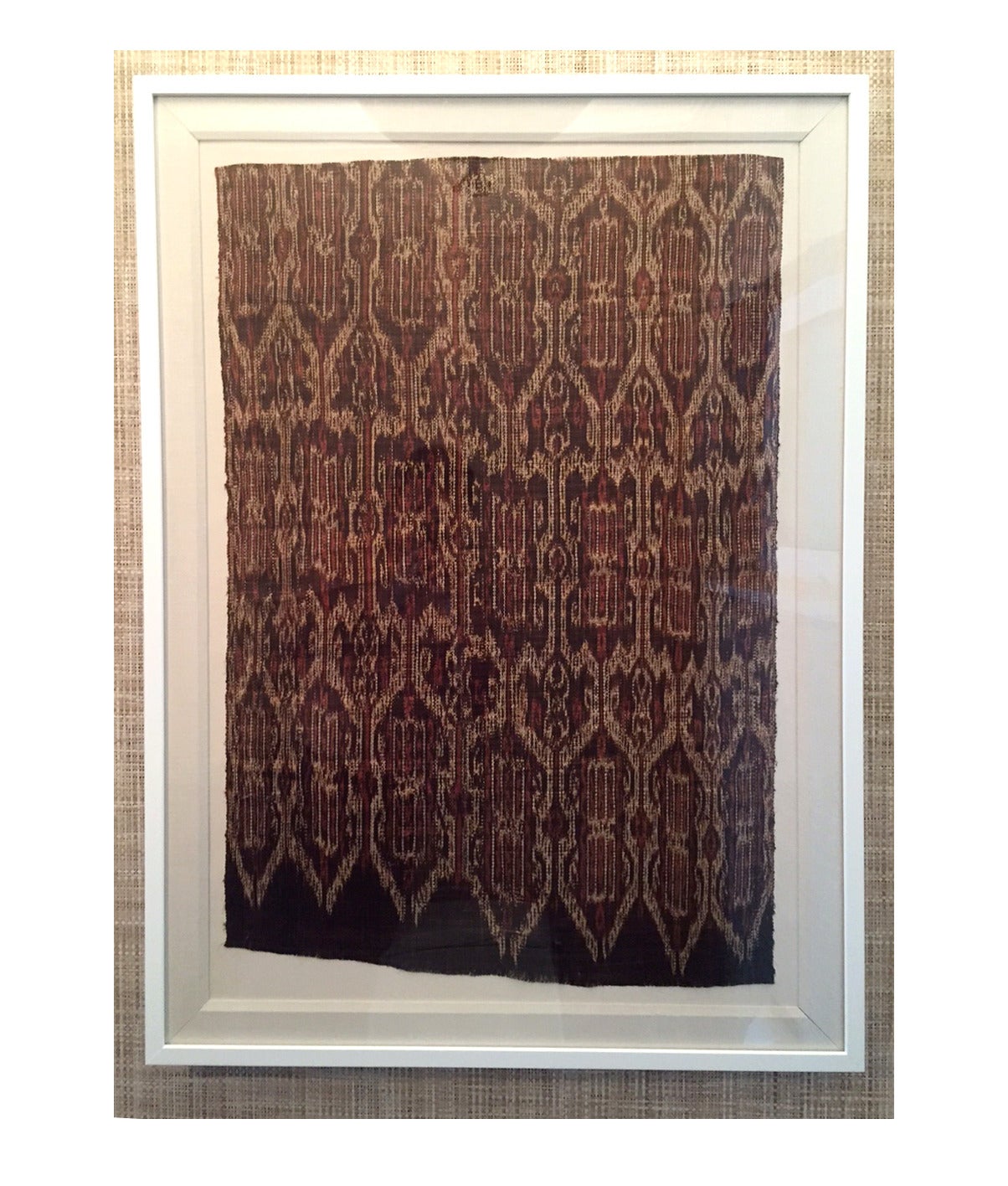 An antique segment of woven Ikat textile panel from Philippines, circa early 20th century perhaps earlier. This traditional weave is called T'nalak and it is found in Mindanao island by a group of people in Lake Sebu, South Cotabato called T'bolis.