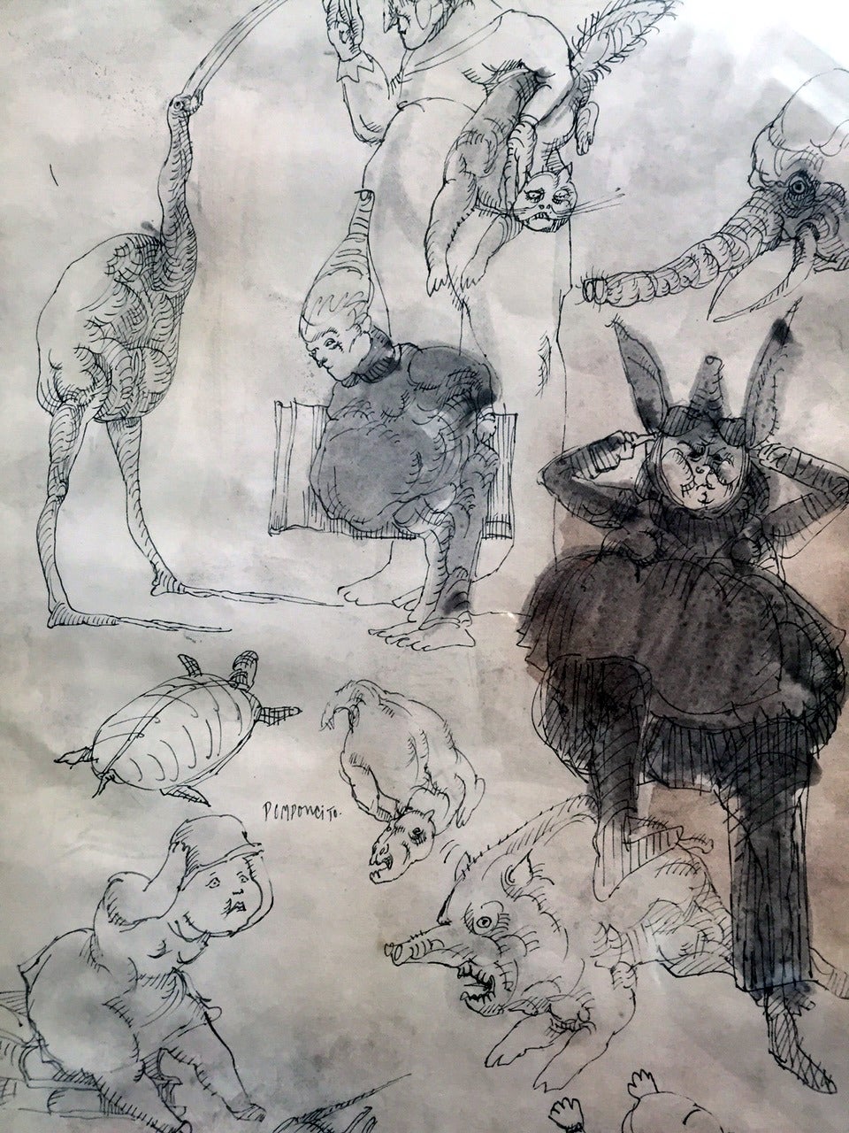Disegno incorniciato dell'artista messicano José Luis Cuevas In condizioni buone in vendita a Atlanta, GA