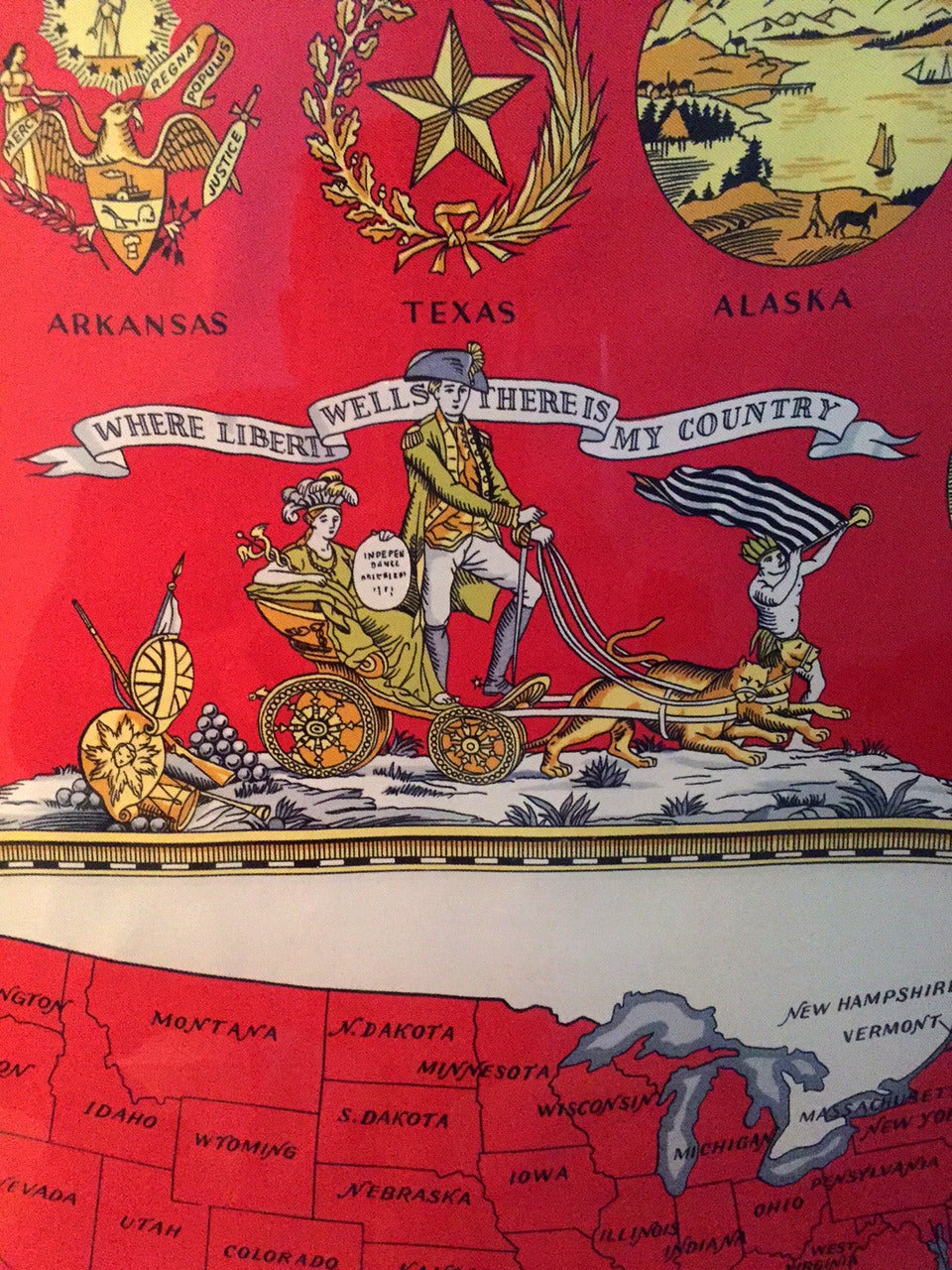 Framed Hermès Scarf, American Bicentennial by Hugo Grygkar In Good Condition In Atlanta, GA