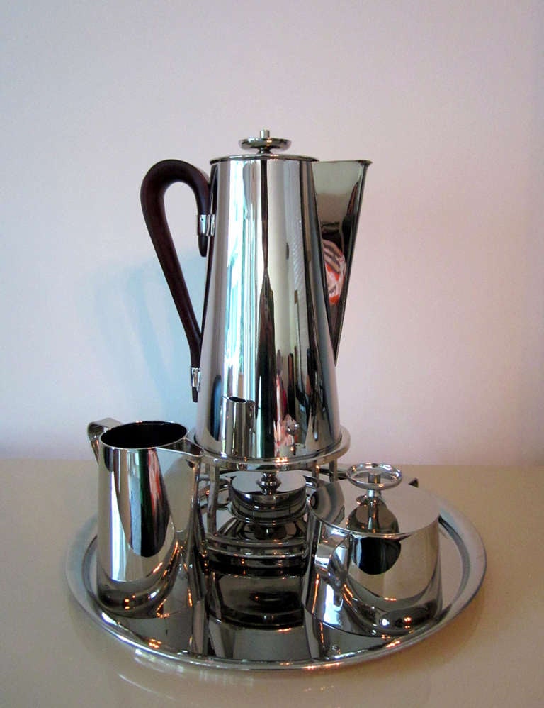 Modern Coffee Service With Tray Tommi Parzinger Dorlyn Silversmith For Sale