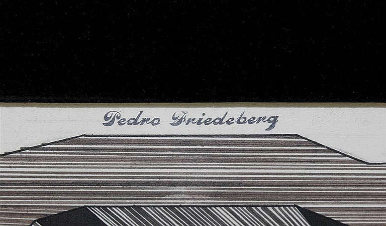 Messicano Disegno surreale incorniciato di Pedro Friedeberg in vendita