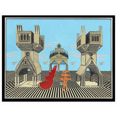 Framed Surrealistic Painting by Pedro Friedeberg 8