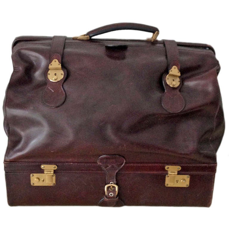 A Italian vintage leather luggage bag Bottega at 1stdibs