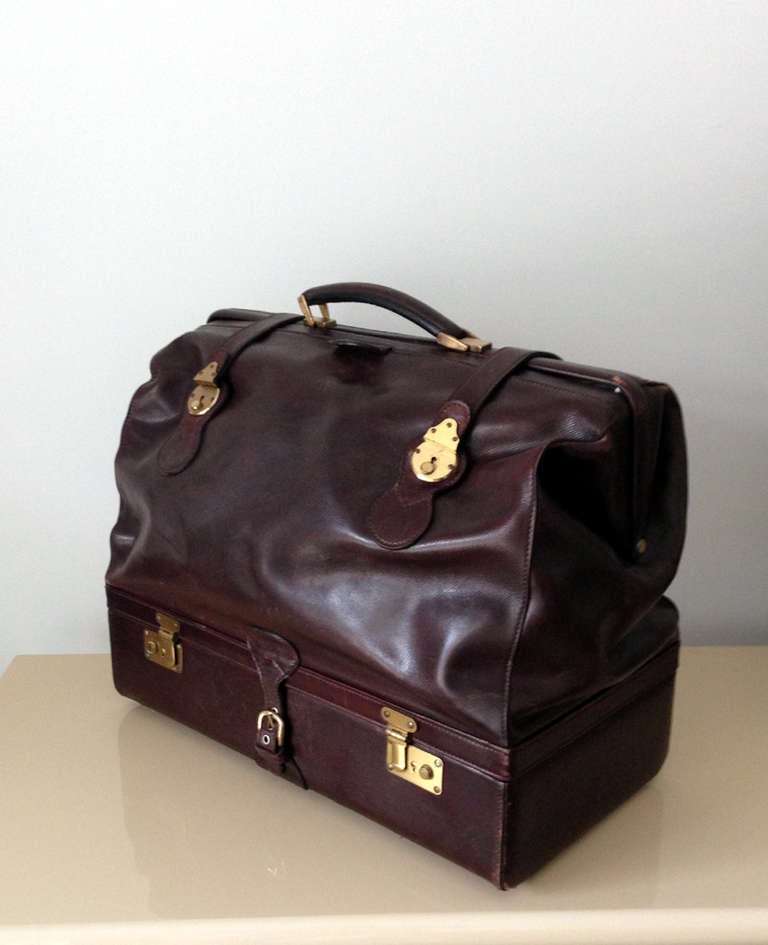 A Italian vintage leather luggage bag Bottega at 1stdibs