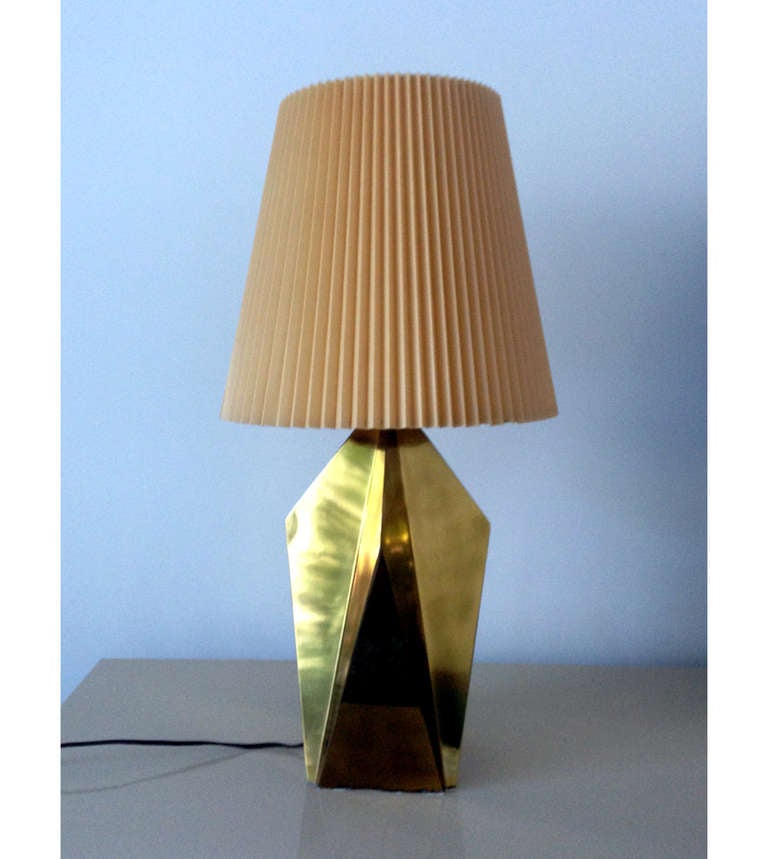 Vintage Geometrical Brass Lamps in the Style of Paul Evans