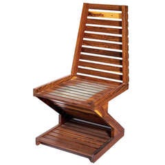 Une chaise rare en bois de cocobolo en zigzag Don Shoemaker