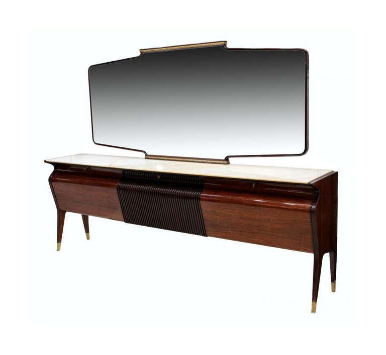 Large Italian sideboard credenza with mirror Osvaldo Borsani