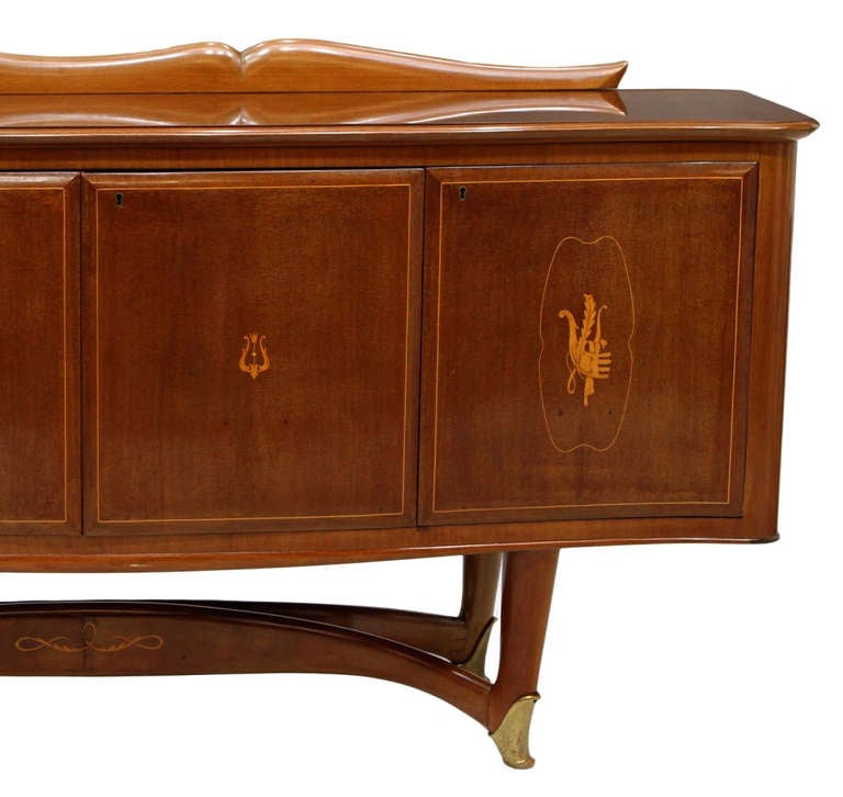 Mid-Century Modern An Italian Credenza With Bar Cabinet Attributed To Dassi