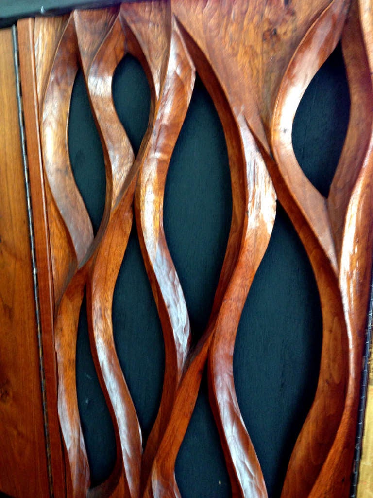 Carved Cabinet Credenza Phillip Lloyd Powell and Paul Evans For Sale