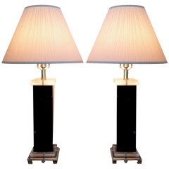 Paire de vieilles lampes de table en Lucite Bauer Clearlite