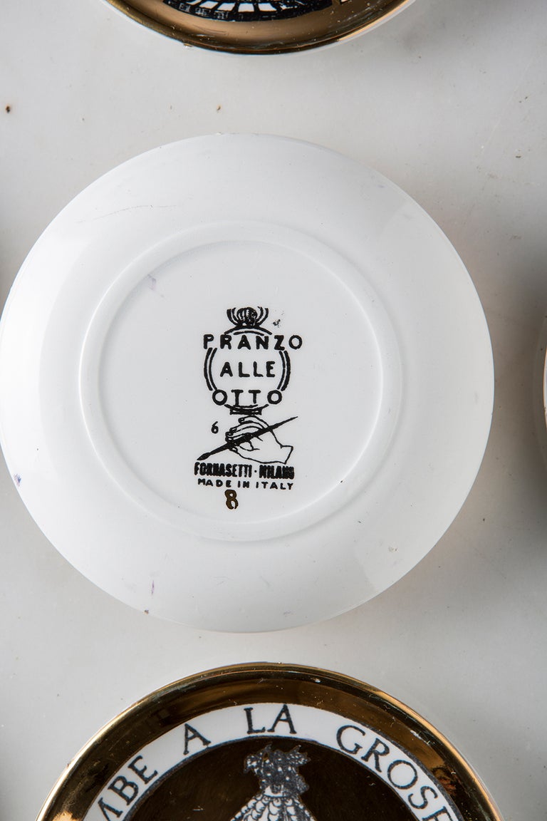 Set of Eight Coasters by Piero Fornasetti For Sale at 1stdibs