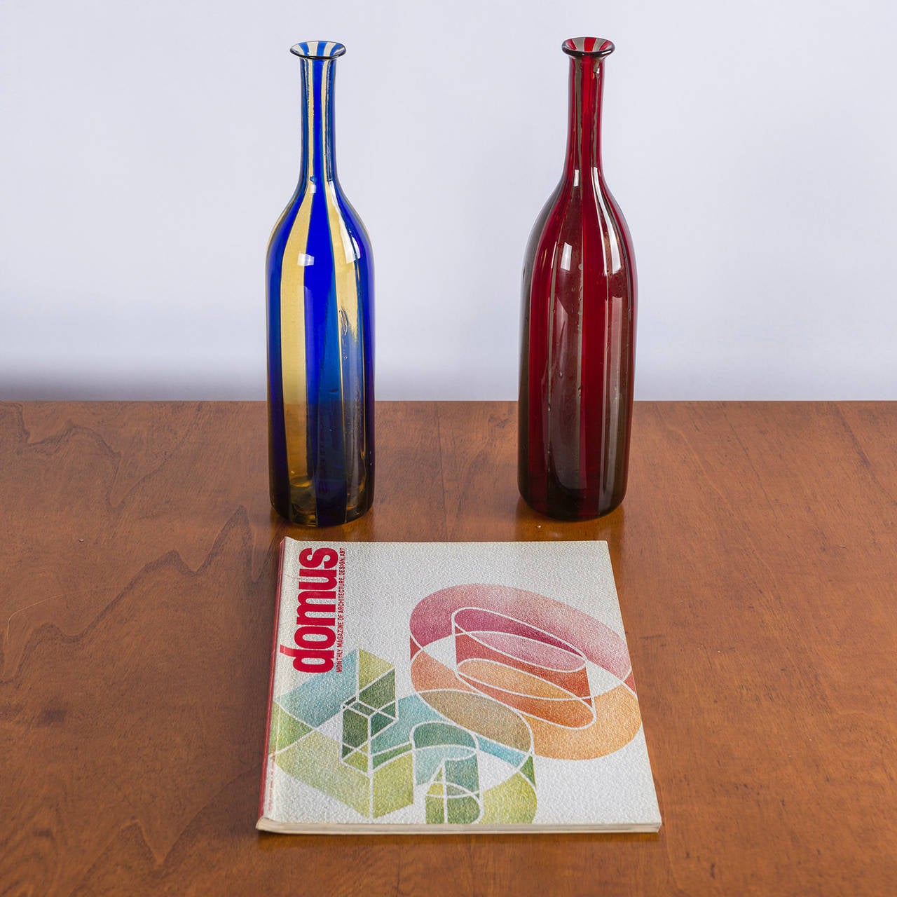 Rare Set of Two Murano Glass Bottles by Fulvio Bianconi and Paolo Venini, 1950s For Sale 5