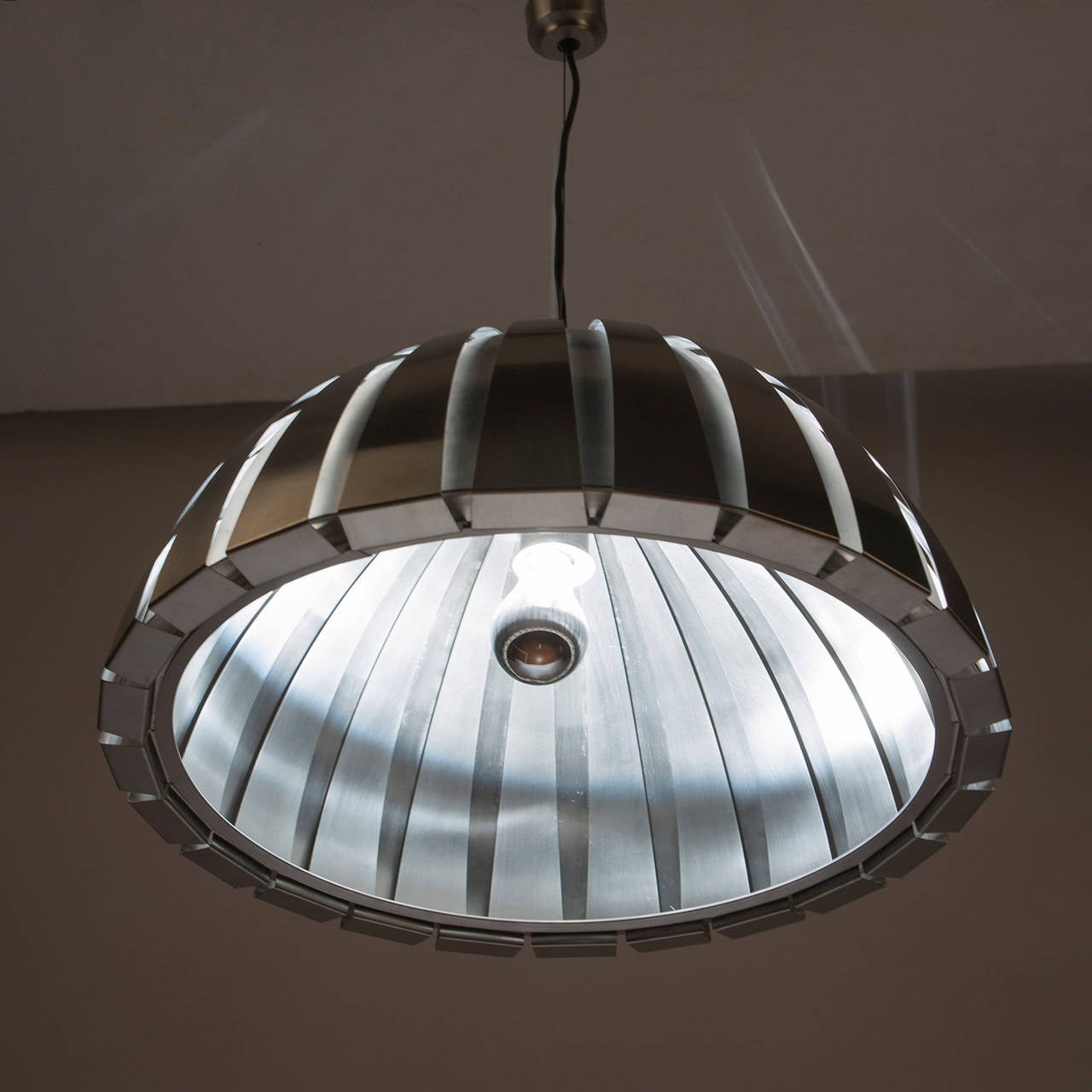 Italian Set of Two Steel Ceiling Lamps by Elio Martinelli for Martinelli, Italy, 1960s For Sale