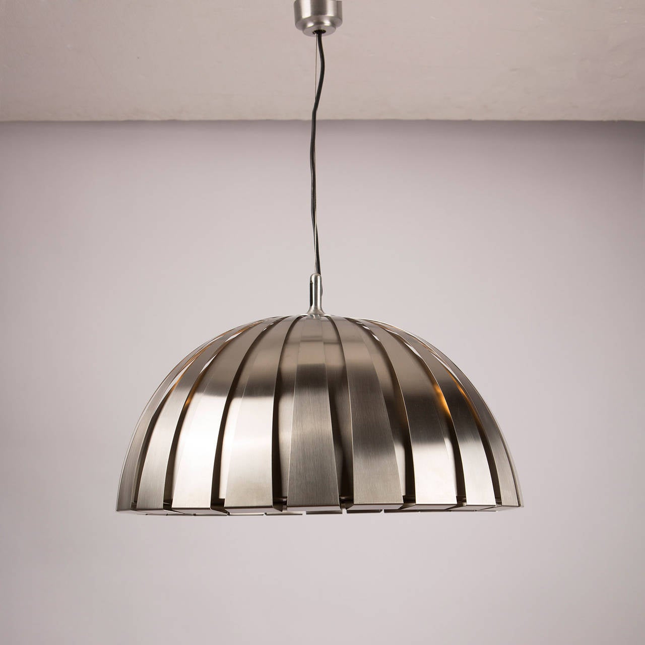 Set of Two Steel Ceiling Lamps by Elio Martinelli for Martinelli, Italy, 1960s For Sale 1