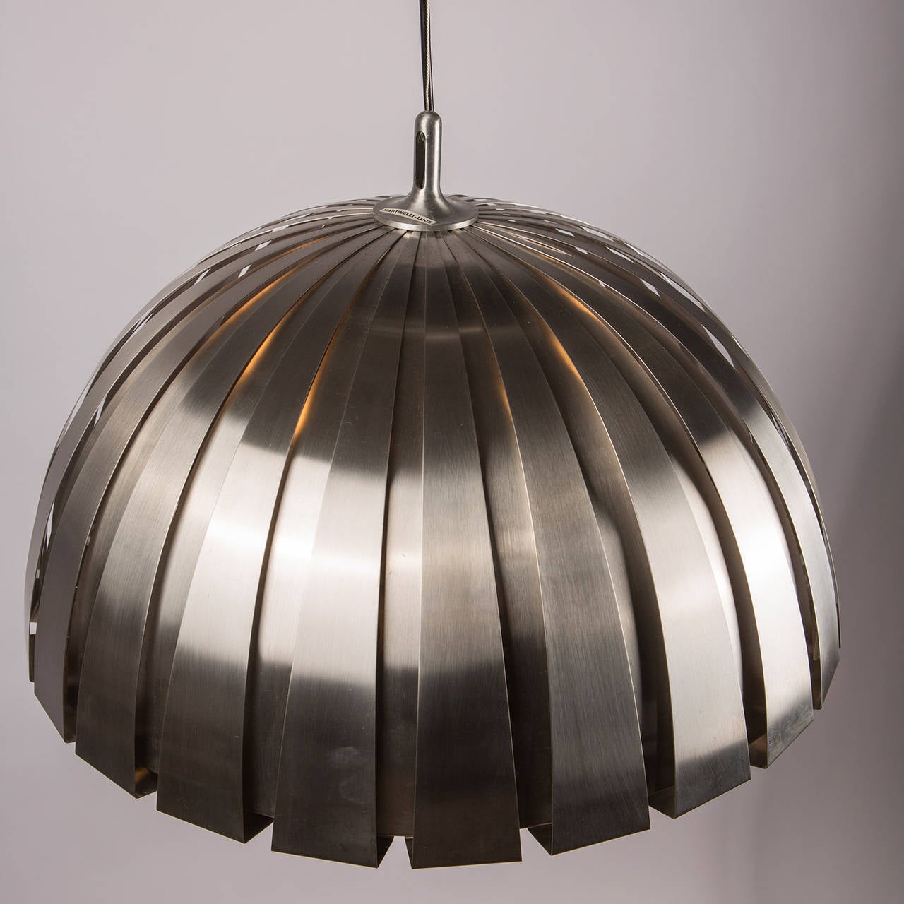 Set of Two Steel Ceiling Lamps by Elio Martinelli for Martinelli, Italy, 1960s In Good Condition For Sale In Milan, IT