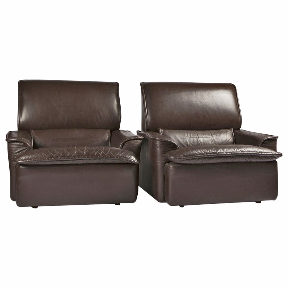 Set of Two Leather Armchairs In The Style of Castiglioni for Zanotta, 1960s