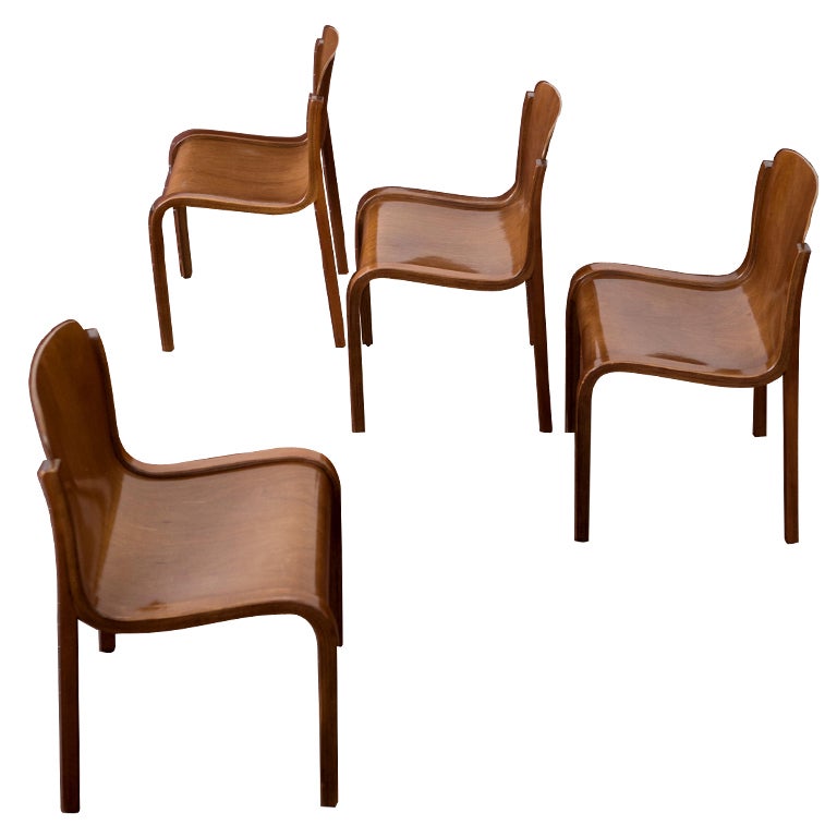 Set of four Bartoli Mito plywood chairs for T70