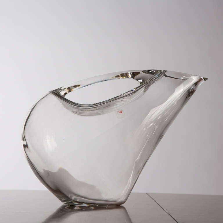 Italian Crystal Pitcher and Glasses by Angelo Mangiarotti for Colle Cristalleria, 1980s For Sale