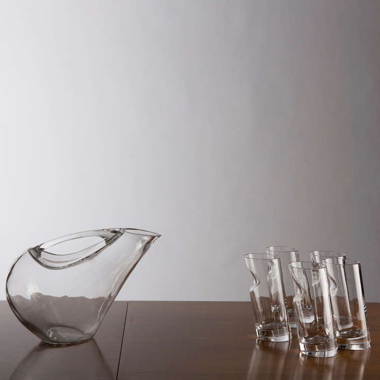 crystal pitcher and glasses