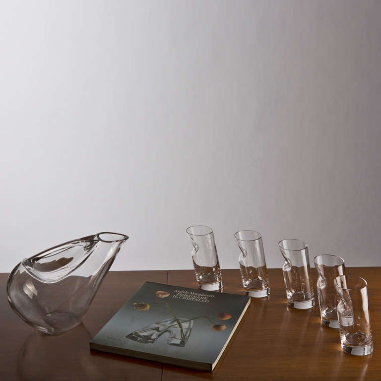 Pichet et verres Angelo Mangiarotti pour Colle Cristalleria, 1980 4