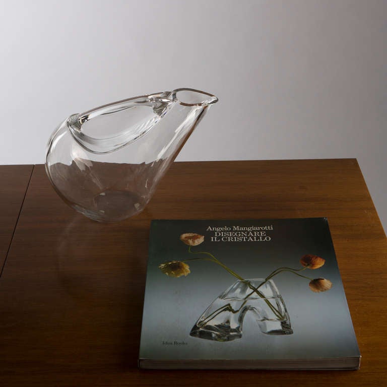 Crystal Pitcher and Glasses by Angelo Mangiarotti for Colle Cristalleria, 1980s For Sale 4