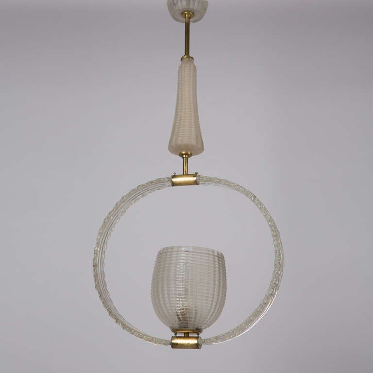 Beautiful Barovier & Toso pendant lamp with brass details.